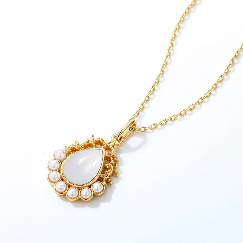 Waterdrop White Agate Pearl Pendant