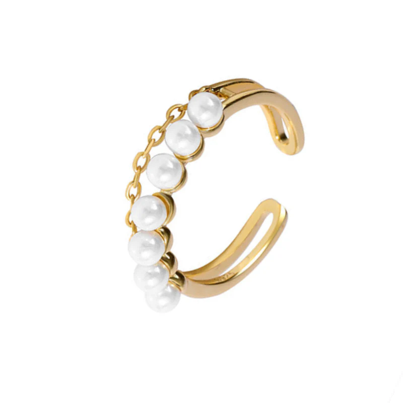 Pearls And Chain Pearl Ring