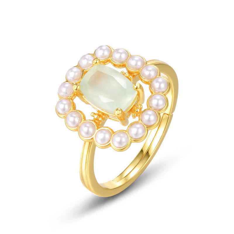 Natural Grape Stone Pearl Ring