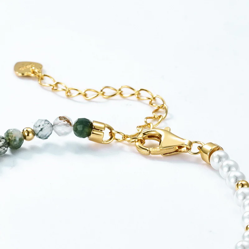 Half Pearl Half Moss Agate Bracelet