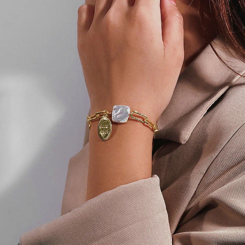 Good Luck Coin Baroque Pearl Bracelet