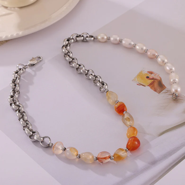 Chic Natural Stone Freshwater Pearl Necklace