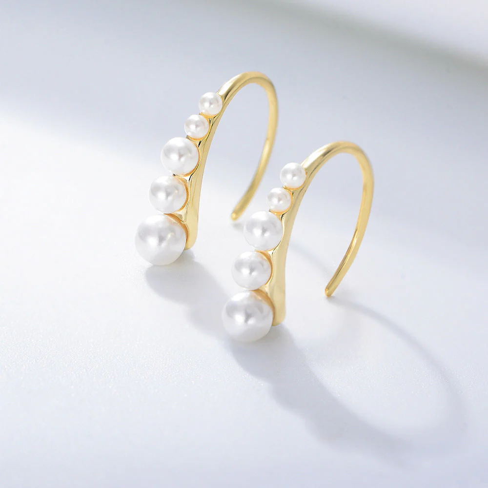 Unique Curved Pearl Earrings