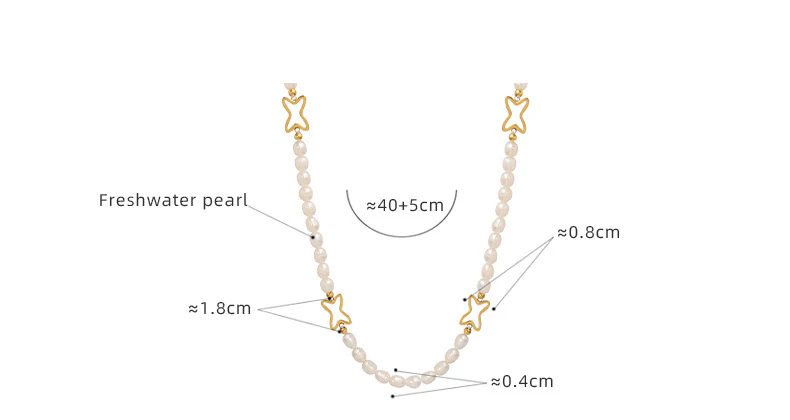 Hollow Geometric Star Stitching Freshwater Pearl Necklace