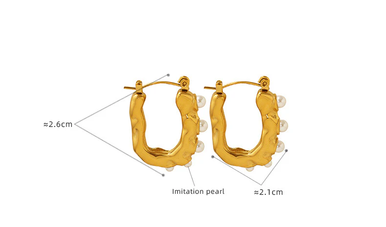 Vintage Geometric U Shape Pearl Earrings