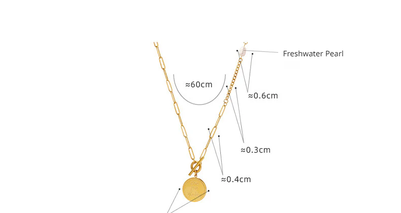 OT Clasp Vintage Coin Pendant Long Paperclip Sweater Necklace