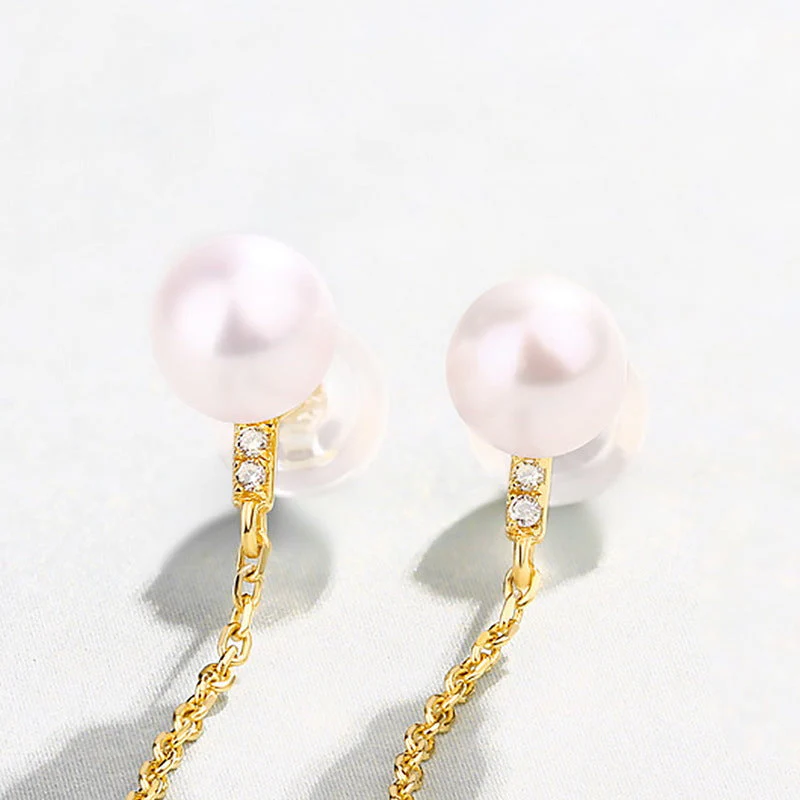 Pearl Studs Pearl Chain Earrings