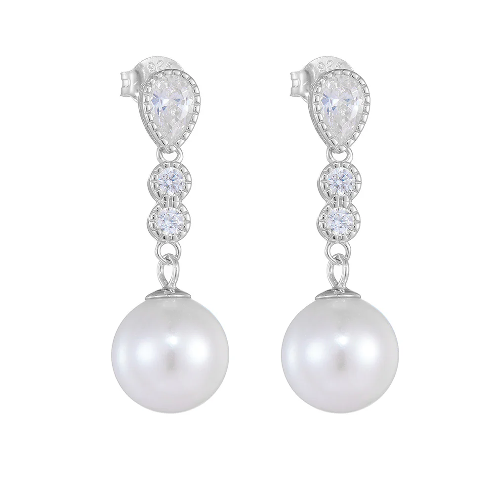 Graceful 10mm Pearl Drop Earrings
