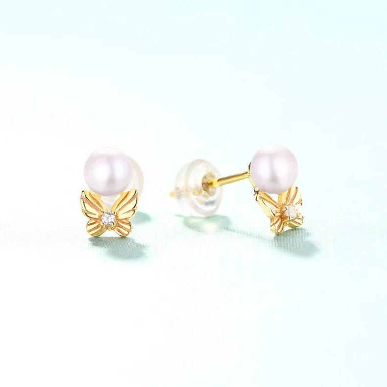 Butterfly Pearl Earring Studs