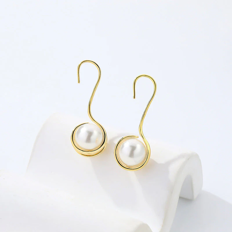 Seahorse Dangle Pearl Drop Earrings