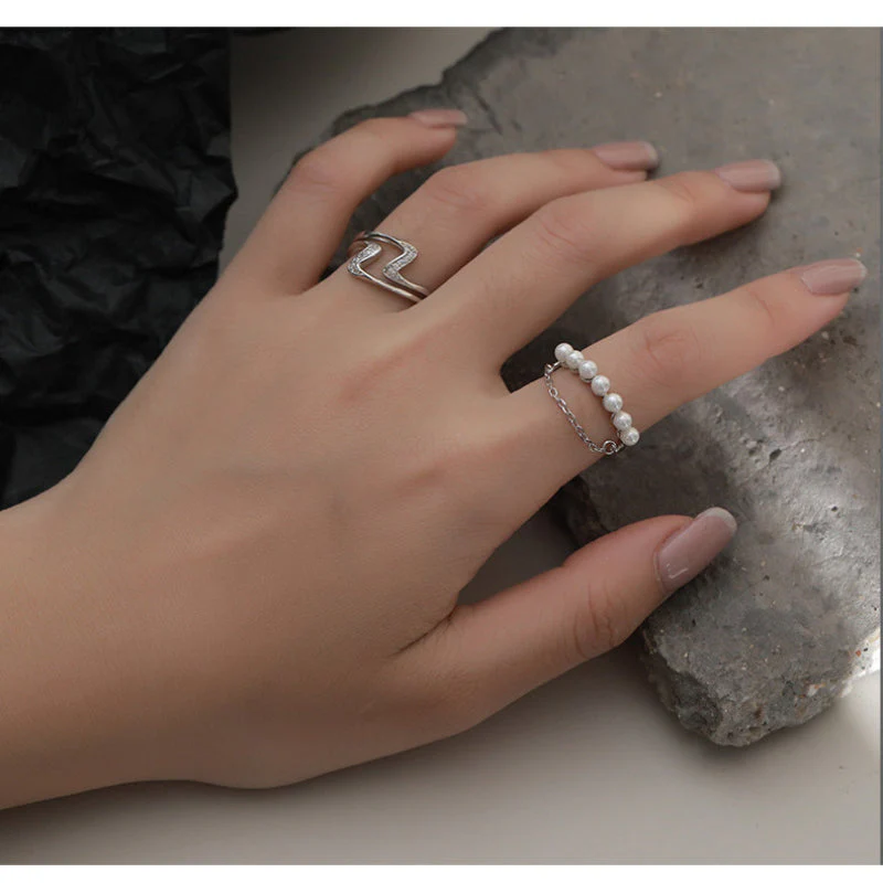 Pearls And Chain Pearl Ring