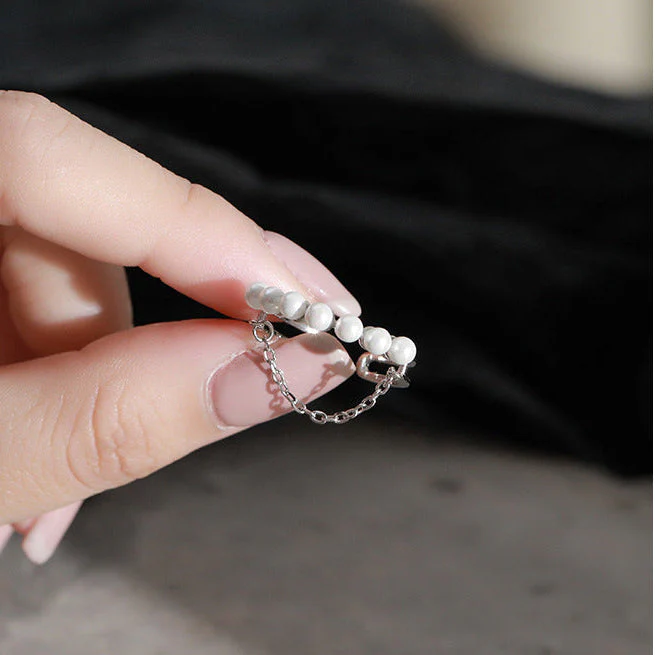 Pearls And Chain Pearl Ring