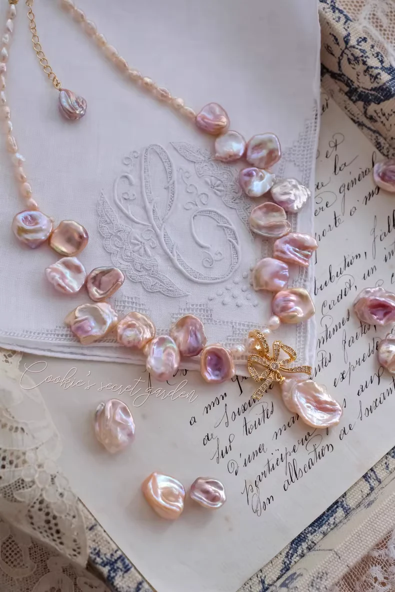 【Monet Garden Collection】 Handmade Princess Diary Baroque Pearl Necklace