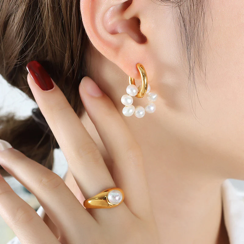 Asymmetrical Pearl Drop Earrings