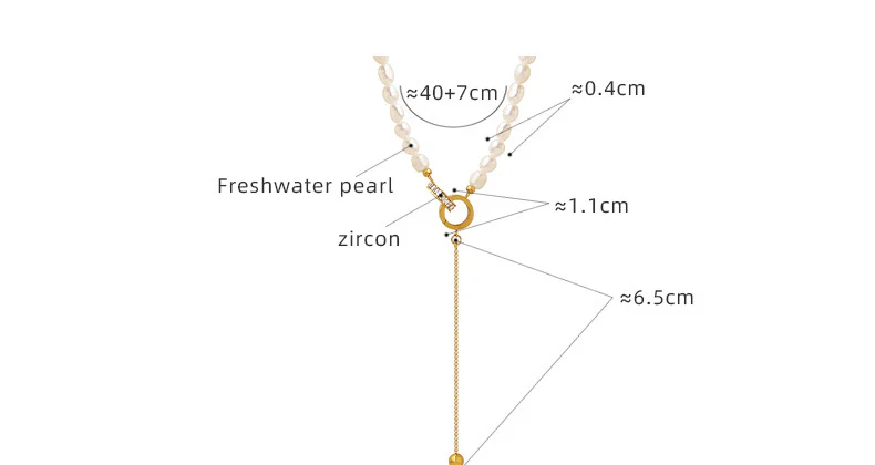 Two Rings Buckle Drop Pendant Freshwater Pearl Y Necklace