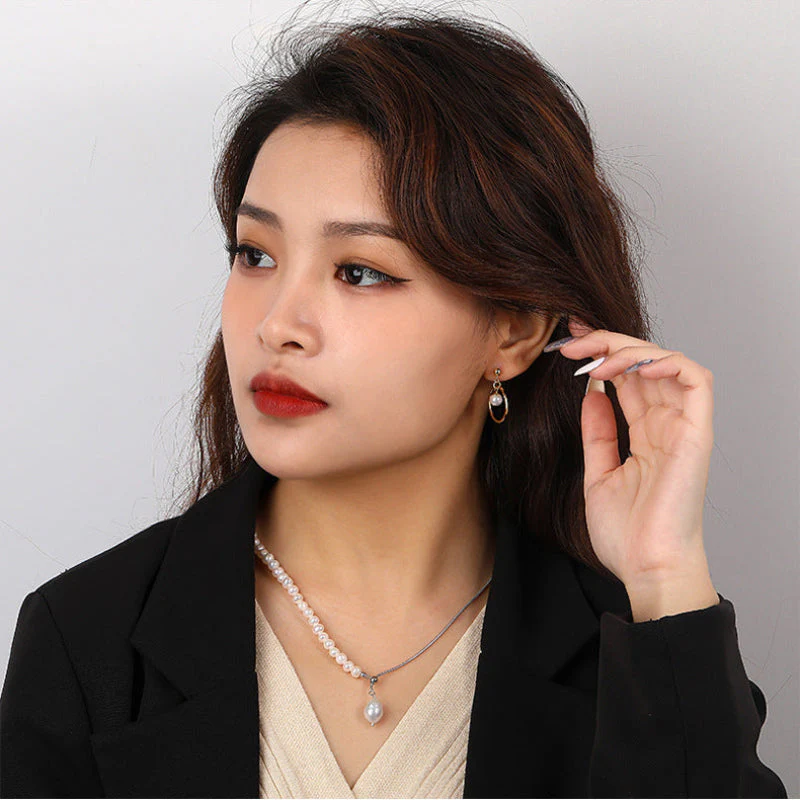 Y Necklace Floating Pearl Pendant