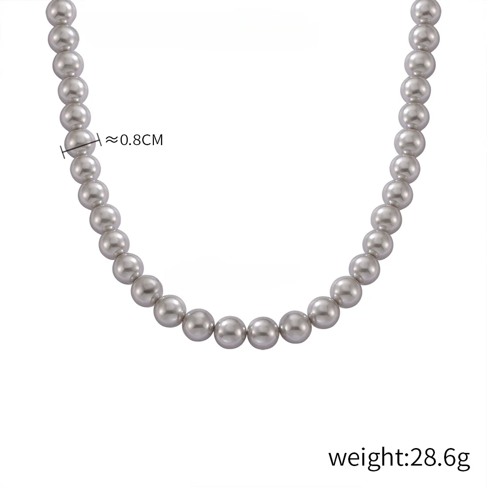 8mm 10mm 12mm White Grey Brown Pearl Bead Necklace