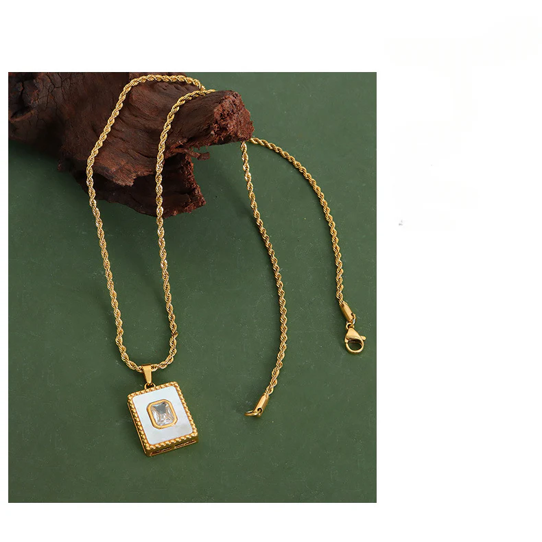 Square Mother of Pearl Necklace