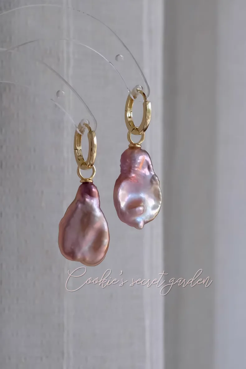 【Monet Garden Collection】 Handmade Aurora Baroque Pearl Earrings