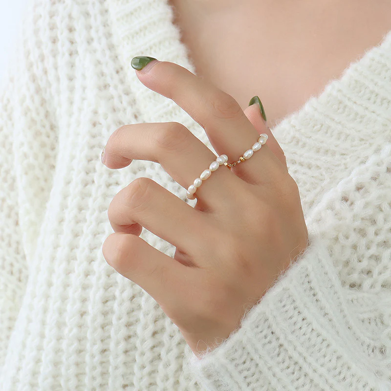 Chic Pulling Adjustable Freshwater Pearl Ring