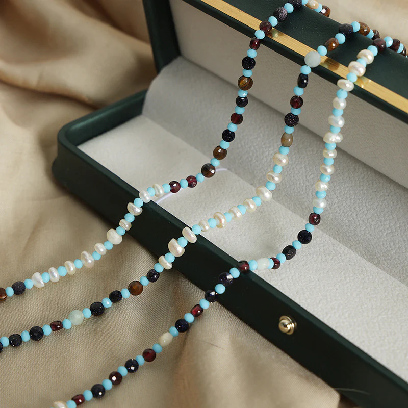 Natural Agate and Freshwater Pearl Necklace