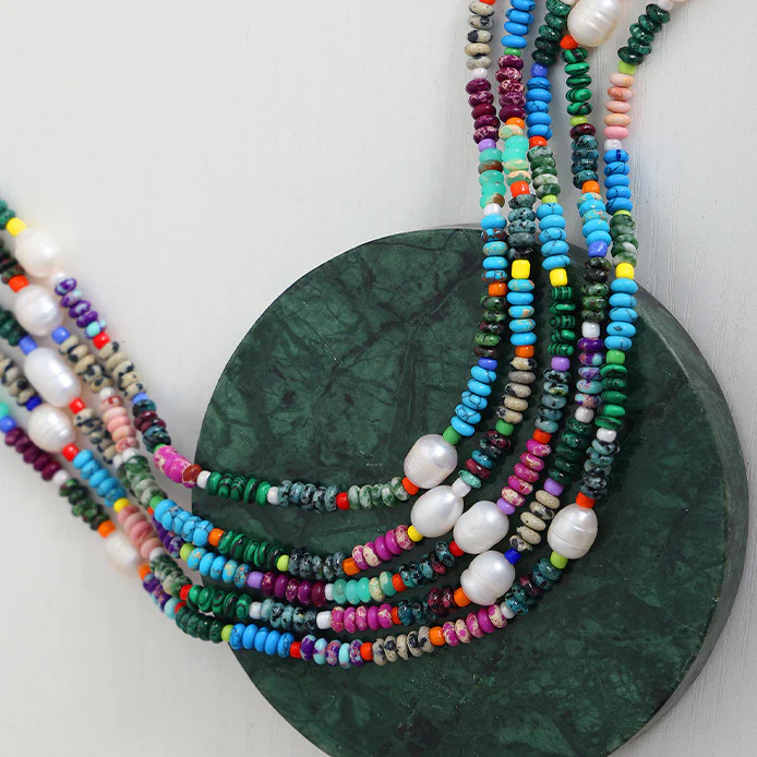 Colorful Natural Turquoise Freshwater Pearl Necklace