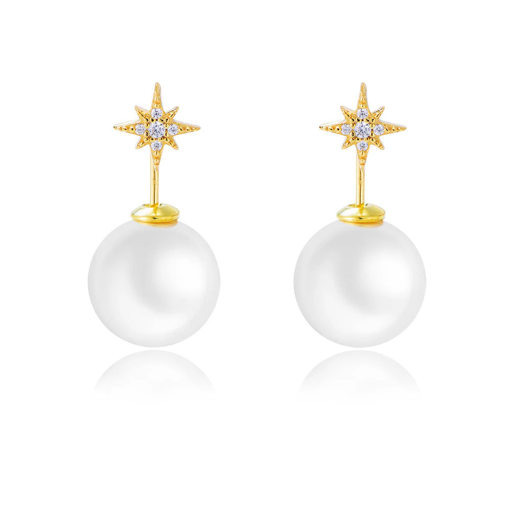 North Star Earrings Pearl Earrings Drop