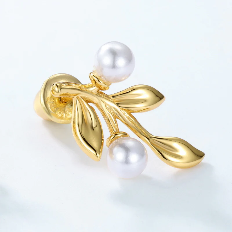 Pearl and Leaf Earrings