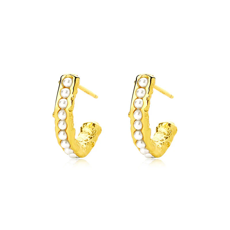 Gold C Earrings
