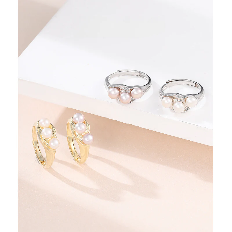 S925 Three Pearls Ring