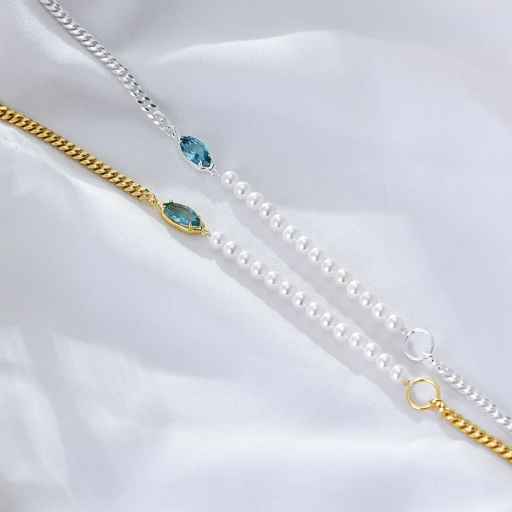 Half Chain Half Pearl Necklace