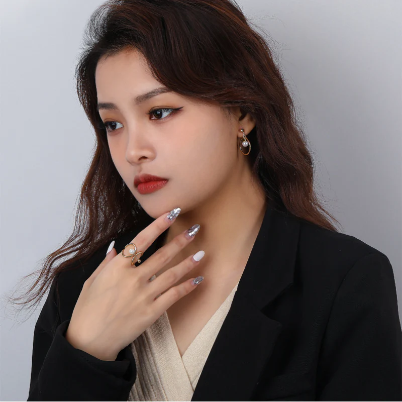 Gold Hoop and Pearl Earrings