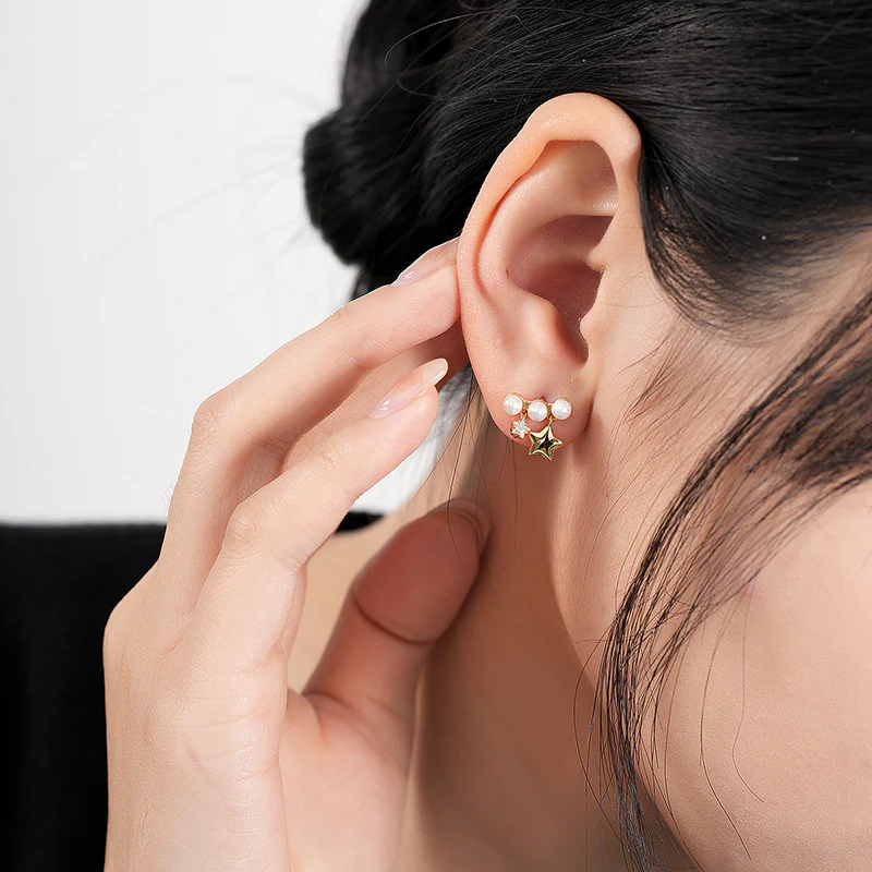 Star and Pearl Earrings