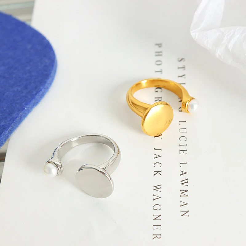 C Shape Open Mouth Freshwater Pearl Ring