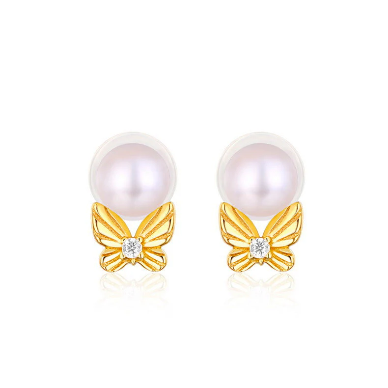 Butterfly Pearl Earring Studs