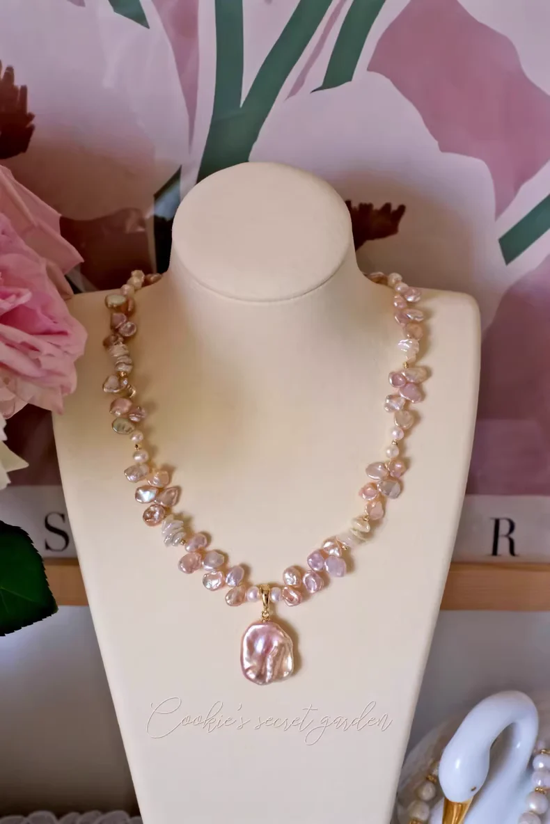 【Monet Garden Collection】 Handmade First Encounter Baroque Pearl Necklace