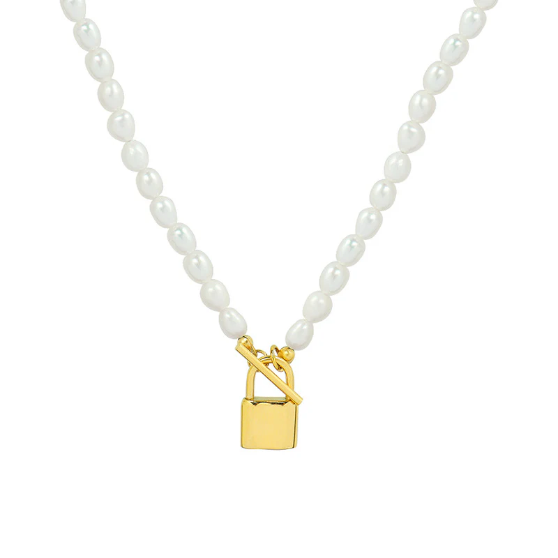 OT Clasp Lock Pendant Freshwater Pearl Necklace