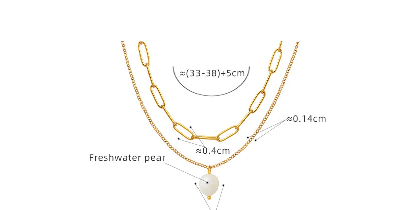 Influencer Paperclip Stacked Necklaces With Pearl Pendant