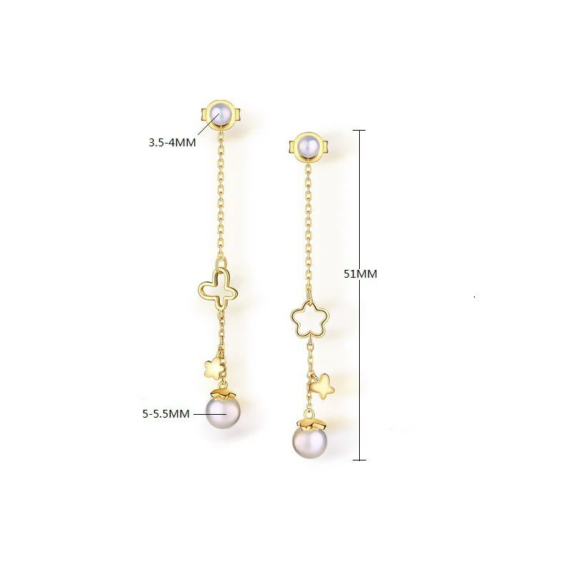 Asymmetric Pearl Dangle Earring