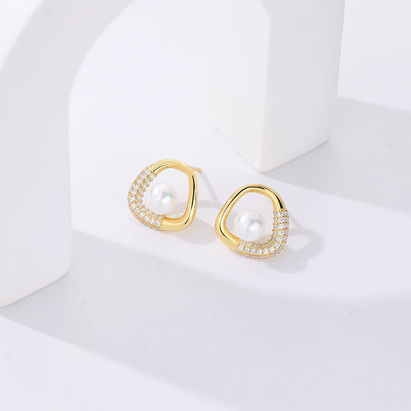 Pearl And Zircon Earrings