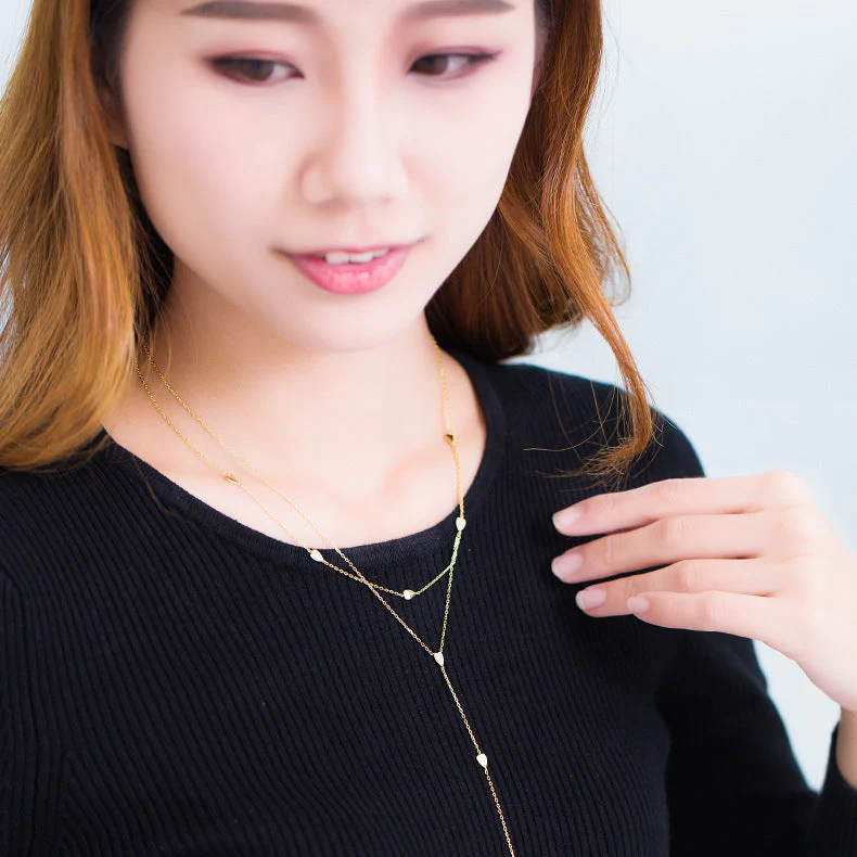 Pearl Drop Pendant Long Y Necklace