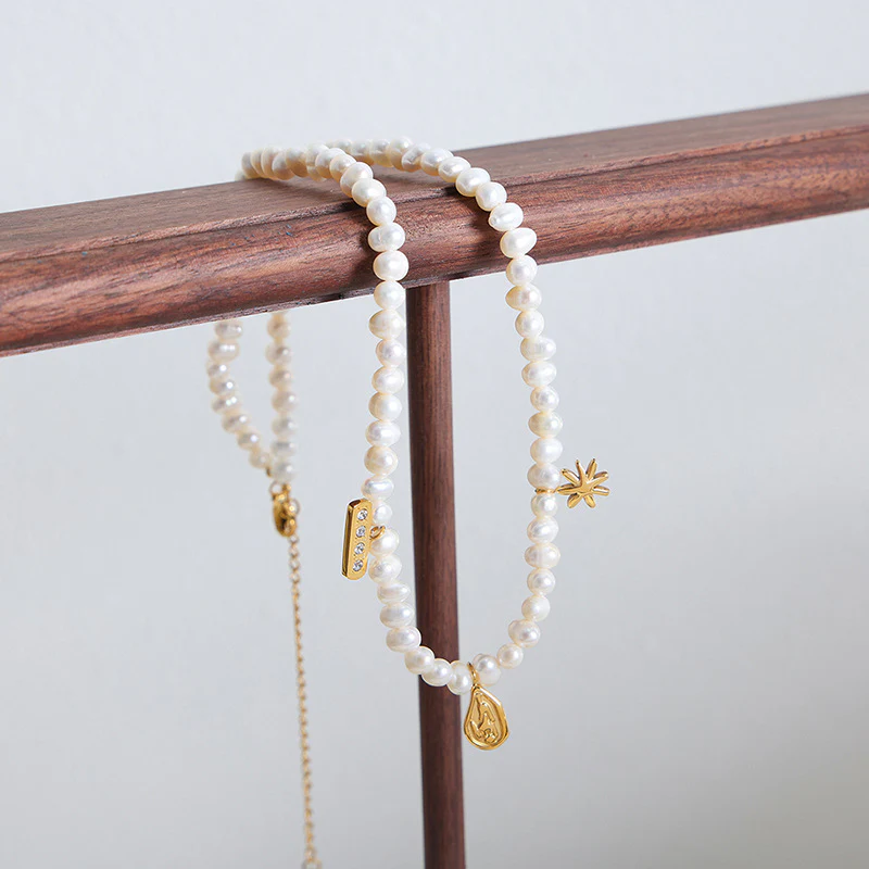 Geometric Charms Baroque Freshwater Pearl Necklace