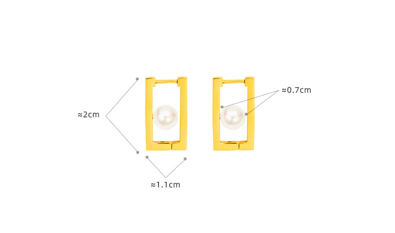 Fashionable Geometric Rectangle Pearl Earrings