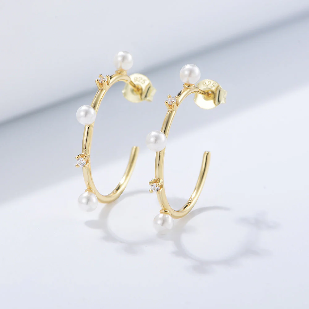 Unique Zircon Pearl Hoops Earring