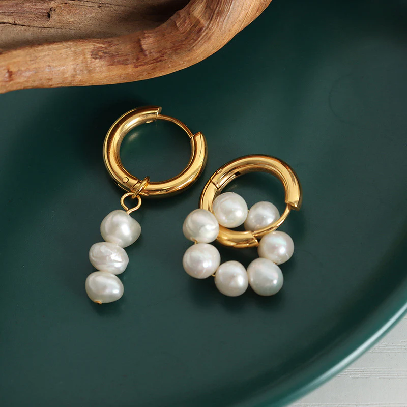 Asymmetrical Pearl Drop Earrings