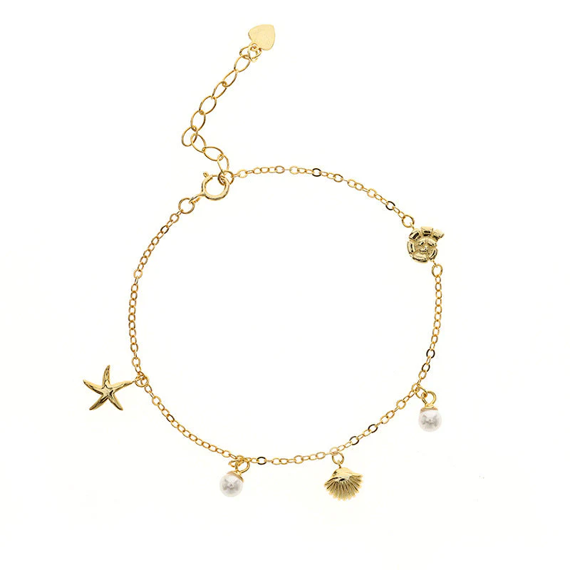 Gold Bracelet With Pearl Charm