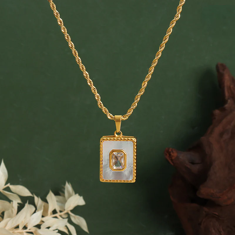 Square Mother of Pearl Necklace