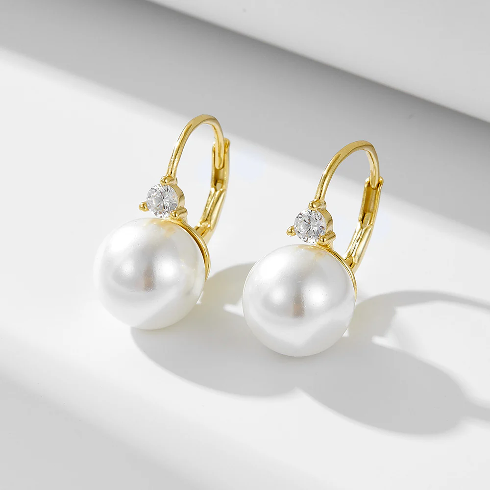 Zircon 10mm Pearl Earrings