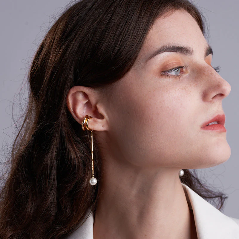 Long Drop Pearl Tassel Earrings