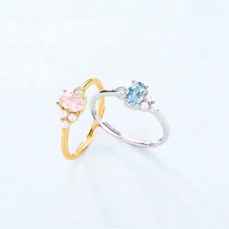 Blue Topaz and Pearl Ring